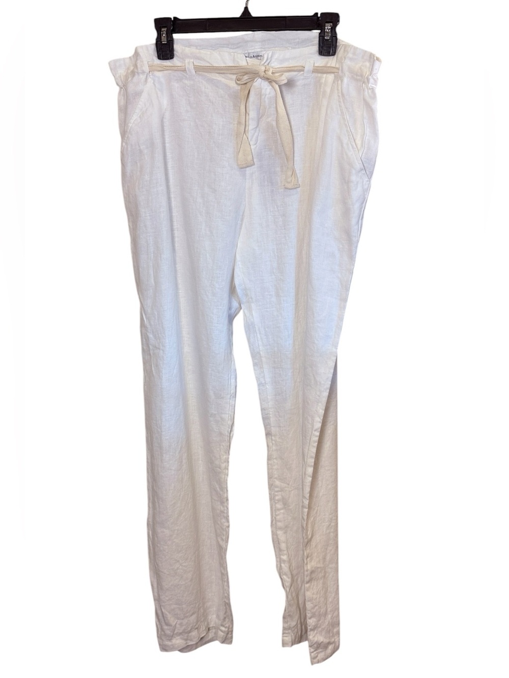 Johnny Was Women’s Cream Wide-Leg Linen Beach Resort Drawstring Linen Pants XL
